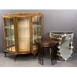 VINTAGE FURNITURE GROUP, FOUR ITEMS to include a walnut Serpentine front China display cabinet