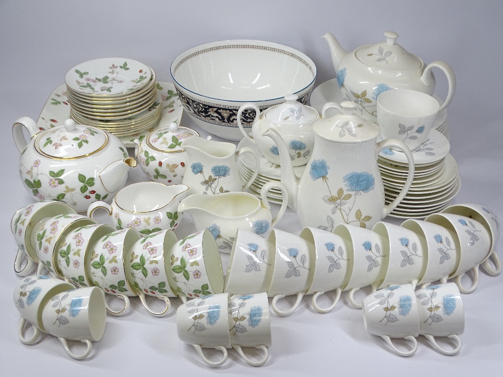 WEDGWOOD ICE ROSE TEA, COFFEE & DINNERWARE, 50 plus pieces and Wedgwood Wild Strawberry teaware,