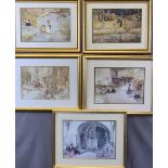 SIR WILLIAM RUSSELL FLINT prints, (4) 2 x 2 - all typical scenes, matching frames, 23 x 34cms, and