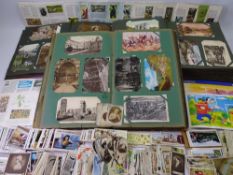 VINTAGE POSTCARD COLLECTION with a quantity of cigarette, tea, other cards and silks, the