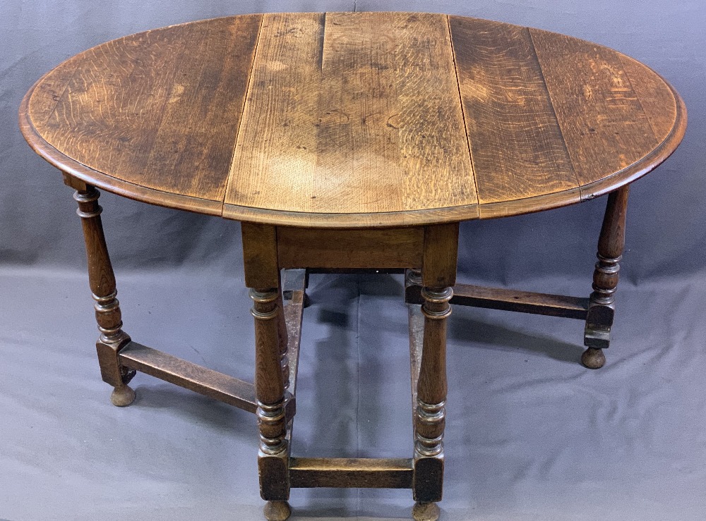 VINTAGE & LATER OAK FURNITURE, TWO ITEMS to include a drop-leaf gateleg dining table on turned and - Image 4 of 5