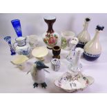 PORTMEIRION NATIONAL TRUST GARDEN HERBS JUGS, Tams ware jug and bowl set, a Milk glass vase, Delft