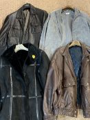 LADY'S & GENTLEMAN'S LEATHER & OTHER JACKETS (4), UK Size 12 and 16 showing to two