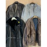 LADY'S & GENTLEMAN'S LEATHER & OTHER JACKETS (4), UK Size 12 and 16 showing to two