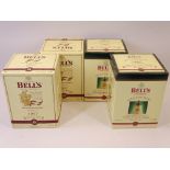 WADE BELL'S SCOTCH WHISKY CHRISTMAS DECANTER BELLS (4), all boxed with contents including two