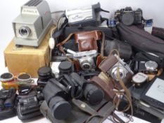 VINTAGE SLR, POCKET, VIDEO CAMERAS & ASSOCIATED EQUIPMENT including an Alphax 2 slide projector