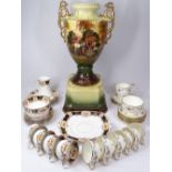 ENGLISH BELL CHINA & OLD ROYAL PART TEASETS, a quantity, along with a large Victorian vase on stand