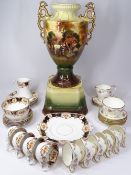 ENGLISH BELL CHINA & OLD ROYAL PART TEASETS, a quantity, along with a large Victorian vase on stand