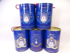 WADE BELLS SCOTCH WHISKY COMMEMORATIVE DECANTERS (5) in cylinder presentation containers with