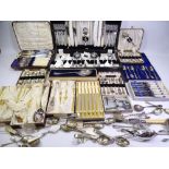 LARGE MIXED QUANTITY OF MAINLY CASED SETS OF TABLE CUTLERY