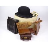 MOORES SUPER QUALITY BOWLER HAT, lady's handbags including snakeskin by Waldybag, crocodile effect