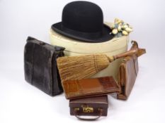 MOORES SUPER QUALITY BOWLER HAT, lady's handbags including snakeskin by Waldybag, crocodile effect