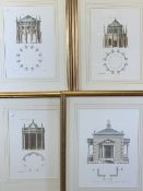 ARCHITECTURAL TYPE PRINTS - Gothic Temple (2), 40 x 28cms both and two others