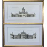 ARCHITECTS PEN & INK DRAWINGS - Castle Howard and Blenheim Castle, both well- presented and