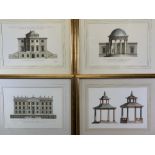 W CHAMBERS architectural type prints (2), - 'Tanfield Hall' Yorkshire, 33 x 46.5cms and one other,