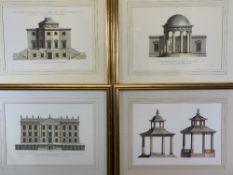 W CHAMBERS architectural type prints (2), - 'Tanfield Hall' Yorkshire, 33 x 46.5cms and one other,