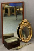 VICTORIAN & LATER MIRRORS & COLLECTABLES to include a circa 1890 mahogany framed mirror, 95cms H,