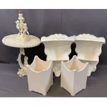 FURNITURE ASSORTMENT - white painted and composite to include fancy table lamp and a pair of
