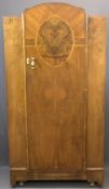 SINGLE WARDROBE in walnut veneer, 167 x 86 x 45cms