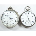 A GENT'S HALF CASE SILVER ENCASED KEY WIND POCKET WATCH, London 1890, 81 grms gross and a gent's 925