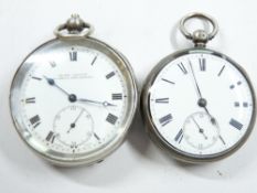 A GENT'S HALF CASE SILVER ENCASED KEY WIND POCKET WATCH, London 1890, 81 grms gross and a gent's 925