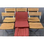 LISTER FOLDAWAY GARDEN CHAIRS (6), metal based with padded burgundy seat covers