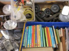 AUTOMOBILIA & GARAGE TOOLS - Smiths clocks and dials, Lucas lamps, various hoses and tools and a