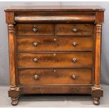 CHEST OF DRAWERS - late Victorian mahogany, two short over three long drawers and a secret upper