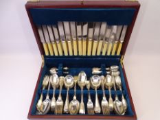 MAHOGANY CASED SILVER CANTEEN OF CUTLERY to include 72 pieces of silver and 29 bone handled knives