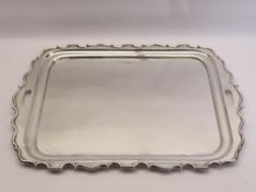 LARGE TWO-HANDLED SILVER SERVING TRAY - Sheffield 1918, Maker Walker & Hall, 140 troy ozs