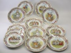 ALICE IN WONDERLAND SERIES AYNSLEY PLATES (12), 21.5cms diameter