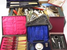 CASED CUTLERY & CARVING SETS, other loose flatware, miscellaneous electroplate ETC