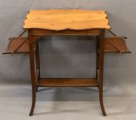 EDWARDIAN MAHOGANY SIDE TABLE with lift-out side flaps, 67cms H, 53cms W, 34cms D