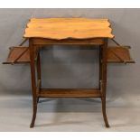 EDWARDIAN MAHOGANY SIDE TABLE with lift-out side flaps, 67cms H, 53cms W, 34cms D