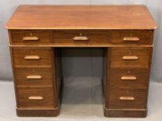 MAHOGANY PEDESTAL WRITING DESK with 2 x 3 drawers