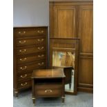 MODERN BEDROOM FURNITURE comprising double wardrobe, 195cms H, 123cms W, 59cms D, 7 drawer chest,