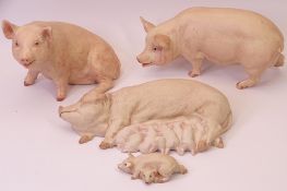 AYNSLEY PIG ORNAMENTS (4) - 'A Sow and Litter' by John Aynsley 1975, 'Piggy' by John Aynsley 1975