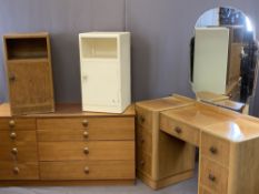 AVALON MID-CENTURY & OTHER MIXED BEDROOM FURNITURE PARCEL, 5 PIECES to include a side-by-side