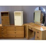 AVALON MID-CENTURY & OTHER MIXED BEDROOM FURNITURE PARCEL, 5 PIECES to include a side-by-side