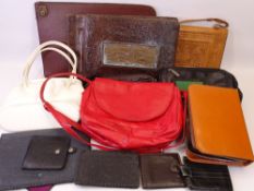 POSTCARD ALBUM, a quantity of handbags, vanity cases, wallets ETC