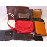 POSTCARD ALBUM, a quantity of handbags, vanity cases, wallets ETC
