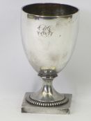 SILVER CHALICE on a square base, 15cms H, London 1800, 8.5 troy ozs