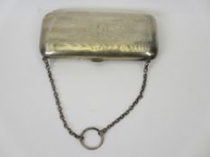 LADY'S SILVER PURSE WITH CHAIN HANDLE, Birmingham 1918, 3 troy ozs gross, 6cms H, 12cms W, 1.5cms