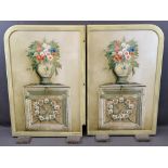 FLOOR STANDING SCREENS - a pair, composite material with floral decoration, 122cms H, 76cms W and