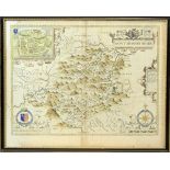 SAXTON & SPEED MAP OF MONTGOMERYSHIRE with index verso - 44 x 55cms