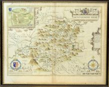 SAXTON & SPEED MAP OF MONTGOMERYSHIRE with index verso - 44 x 55cms