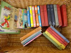 ENID BLYTON - FAMOUS FIVE & SEVEN First Edition and other Enid Blyton titles in a wicker basket