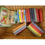 ENID BLYTON - FAMOUS FIVE & SEVEN First Edition and other Enid Blyton titles in a wicker basket