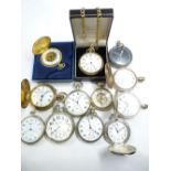 A PARCEL OF 12 VARIOUS POCKET WATCHES - four being yellow metal encased and the remainder white