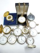 A PARCEL OF 12 VARIOUS POCKET WATCHES - four being yellow metal encased and the remainder white